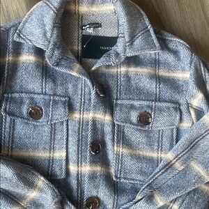 Fashion Nova Blue and Cream Plaid Jacket